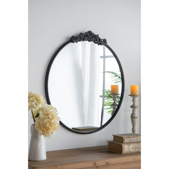 Gzxs Vintage 36" Round Mirror Metal Frame Wall Mirror for Home Decor Bathroom Entryways Living Rooms Dressing Mirror, Black