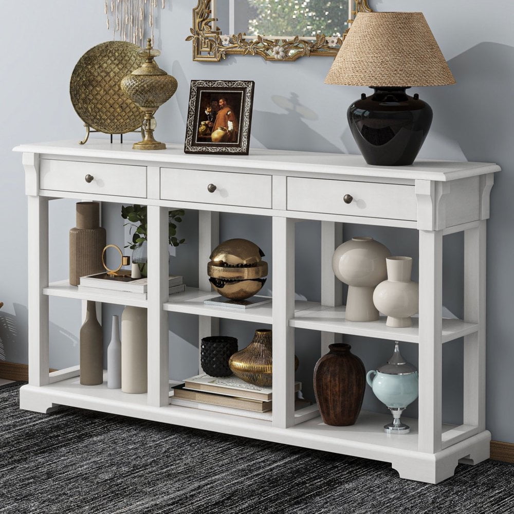 Gzxs Vintage Console Table Sofa Table, Pine Wood Storage Display Rack ...