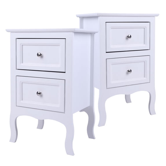 Gzxs White Nightstand with 2 Drawers, Farmhouse Night Stands for Bedrooms Set of 2, Small Bed Side Table/Night Stand for Small Spaces, College Dorm, Kids’ Room, Living Room, 16W x 12D x 24H