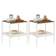 thumbnail image 1 of Gzxs White Side Tables Set of 2, Small End Table 2-Tier Design with Brown Glass Top, Narrow Rectangular Bed Side Table with Metal Frame for Modern Living Room Bedroom, 1 of 7