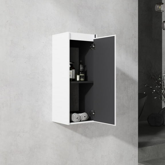 Gzxs White Wall Cabinet, Floating Hanging Medicine Cabinet with Storage Shelf and Soft-Close Door for Kitchen, Bathroom, Laundry Room, 11.81"L x 9.81"W x 29.5"H