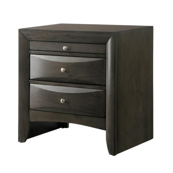 Gzxs Wood Nightstand with 2 Storage Drawers, Modern Bedside End Table with Pull Out Tray, Gray