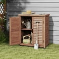 thumbnail image 1 of Gzxs Wood Potting Bench with Storage Cabinet - Outdoor Garden Workstation with Metal Tabletop & Vented Louver Doors, 31.5"L x 17.72"W x 36.22"H, Brown, 1 of 7