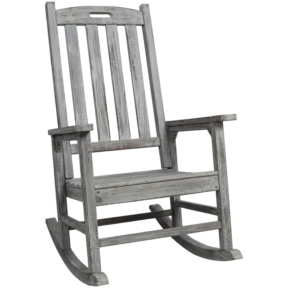 Slotted Rocking Chair Gzxs Wooden Slatted Rocking Chair for Porch, Comfortable High Back ...