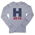 thumbnail image 1 of H 2016 - Hillary Large Print Support Men's Long Sleeve Grey T-Shirt, 1 of 2