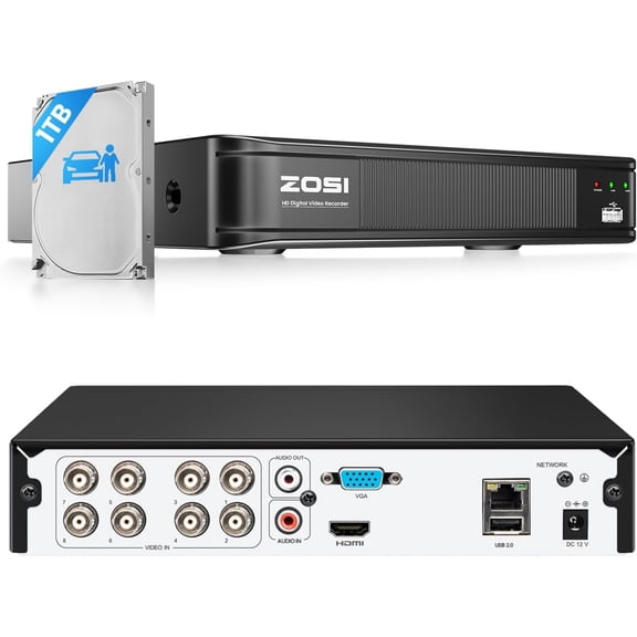 H.265+ 5MP 3K Lite 8 Channel CCTV DVR Recorder, AI Human Vehicle Detection, Alert Push, Hybrid Capability 4-in-1(Analog/AHD/TVI/CVI) Full 1080p HD Surveillance DVR for Security Camera (1TB HDD)