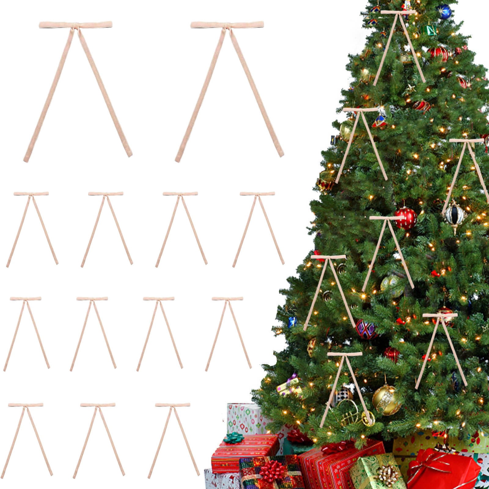 H 48 Pcs Burgundy Velvet Christmas Tree Bows For Door Garland Decor ...