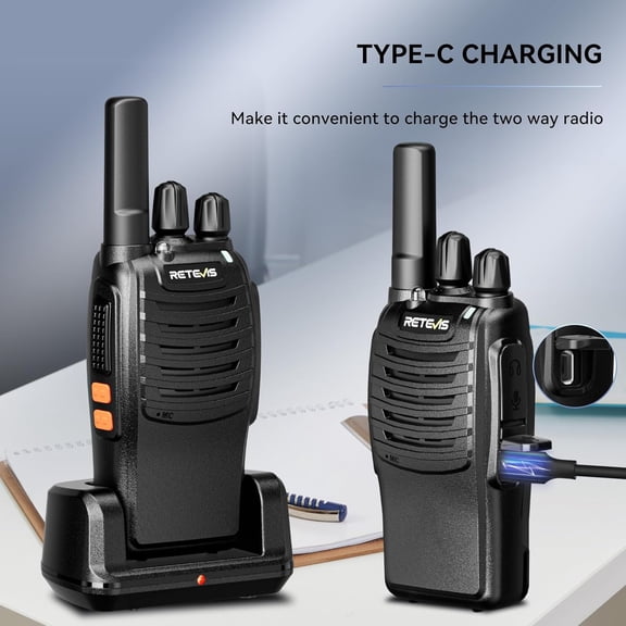 H-777 2 Way Radios, Walkie Talkies for Adults, Rechargeable Long Range Two Way Radio, Shock Resistant, Short Antenna for Business Education(10 Pack)
