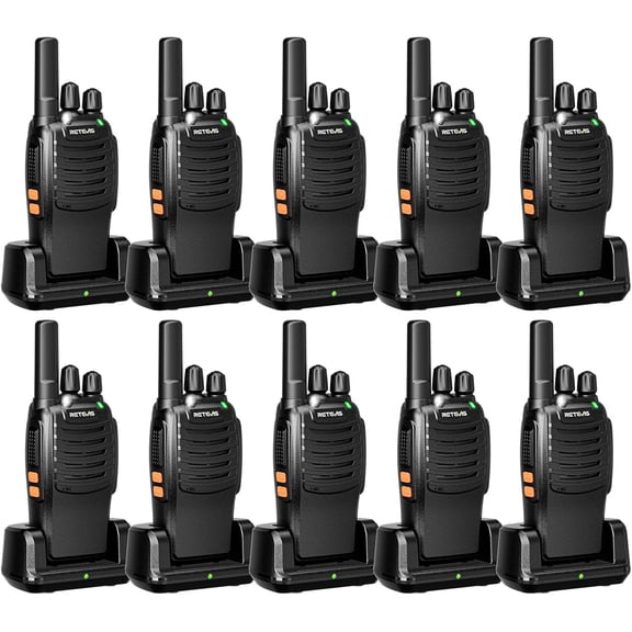 H-777 2 Way Radios, Walkie Talkies for Adults, Rechargeable Long Range Two Way Radio, Shock Resistant, Short Antenna for Business Education(10 Pack)