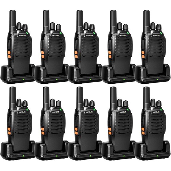 H-777 Walkie Talkies for Adults, 2W Two Way Radios, Rechargeable Long Range Two Way Radio, Shock Resistant, Short Antenna for Business Education(10 Pack)