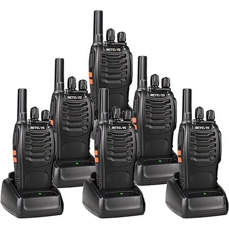 Retevis H-777 Walkie Talkies for Adults Long Range Hand Free Handheld Rechargeable Two Way Radio Business 2 Way Radios with Charger (6 Pack)