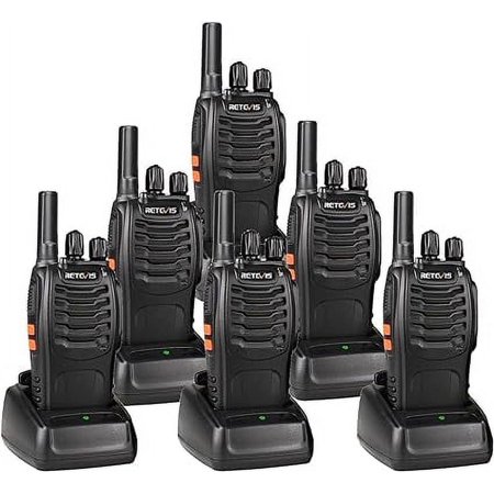 Retevis H-777 Walkie Talkies for Adults Long Range Hand Free Handheld Rechargeable Two Way Radio Business 2 Way Radios with Charger (6 Pack)