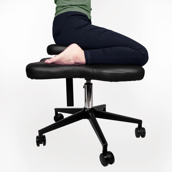 H & A Cross-Legged kneeing Chair for Yoga Lovers, Fitness Fanatics and Those with Back or Leg Pains (Black)