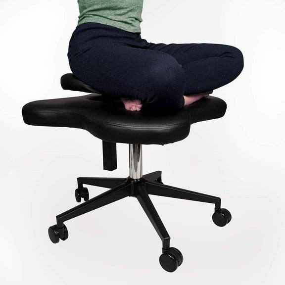 H-A Ergonomic Cross Legged Kneeling Chair Yoga Meditation Chair Adjustable for Flexibility Strength Training & Relaxation (Black)