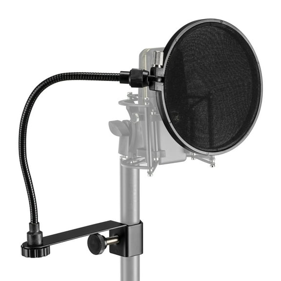 H&A Professional Microphone Pop Filter Mask Shield For Blue Yeti and Any Other Microphone, Dual Layered Wind Pop Screen With adjustable knob and  Flexible 360 Gooseneck Stabilizing Arm