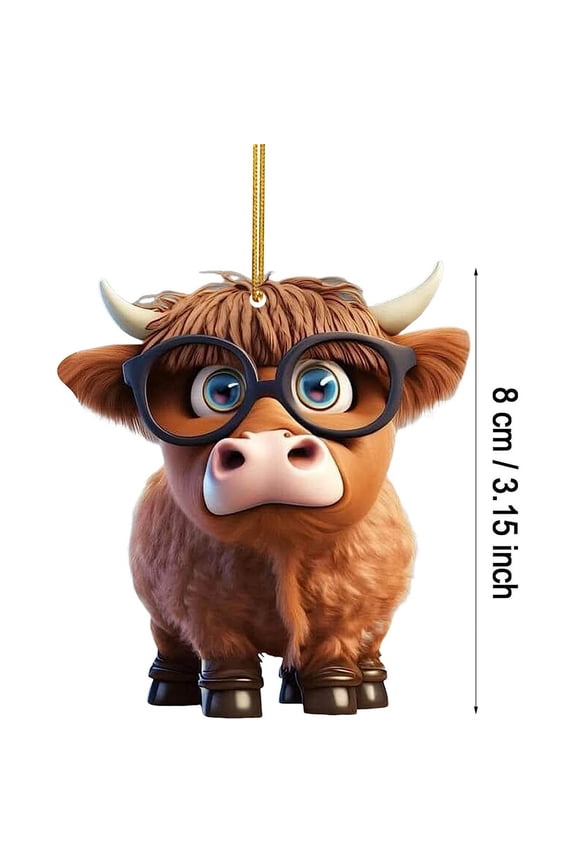 H Acrylic Cow Car Pendant 2 Piece Cute Cartoon Animal Ornament For Home Tree Decoration Keychain Rearview Mirror Hanging Gift For Cow Lovers