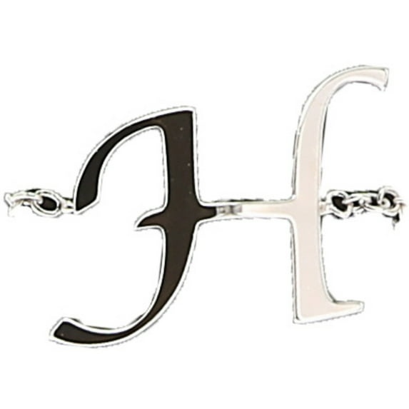 H - Adjustable Rhodium Plated Monogram Ring