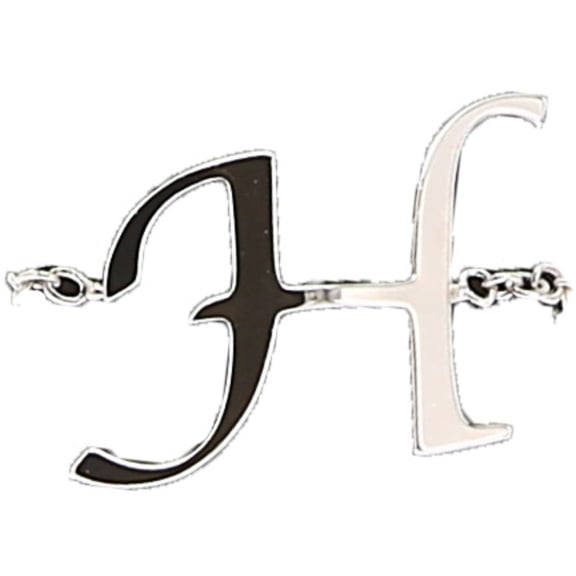 H - Adjustable Rhodium Plated Monogram Ring