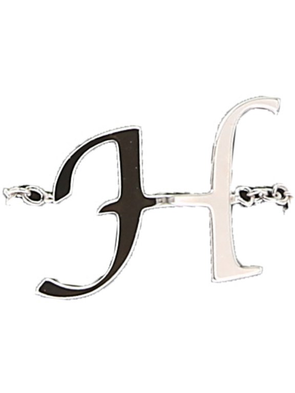 H - Adjustable Rhodium Plated Monogram Ring