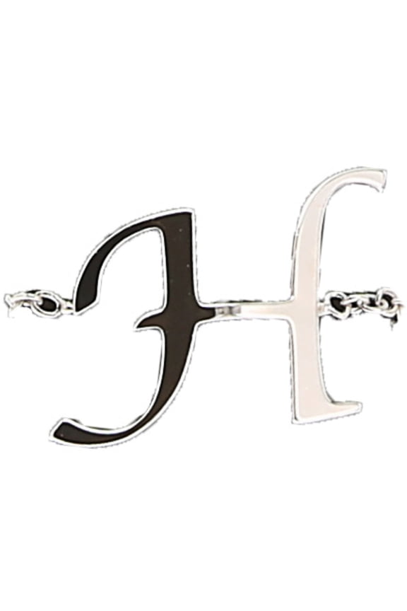 H - Adjustable Rhodium Plated Monogram Ring