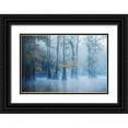 thumbnail image 1 of H., Aijing 18x13 Black Ornate Wood Framed with Double Matting Museum Art Print Titled - Foggy Swamp Morning, 1 of 4