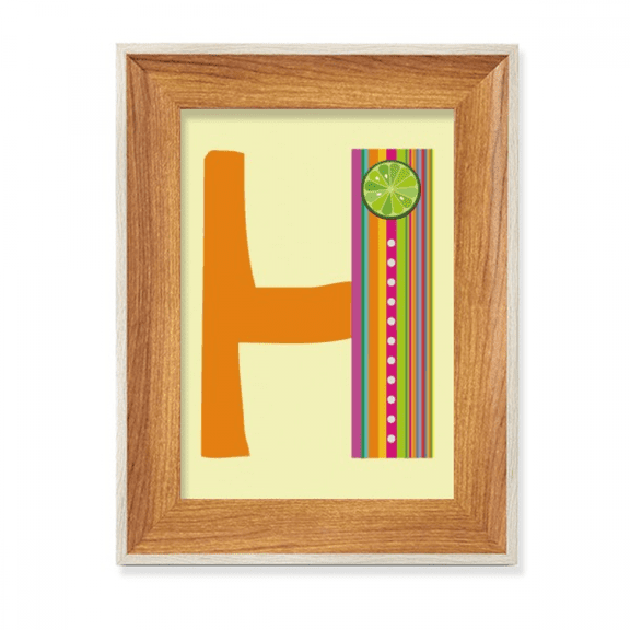 H Alphabet Orange Fruit Cute Pattern Desktop Wooden Photo Frame Display Picture Art Painting Multiple Sets