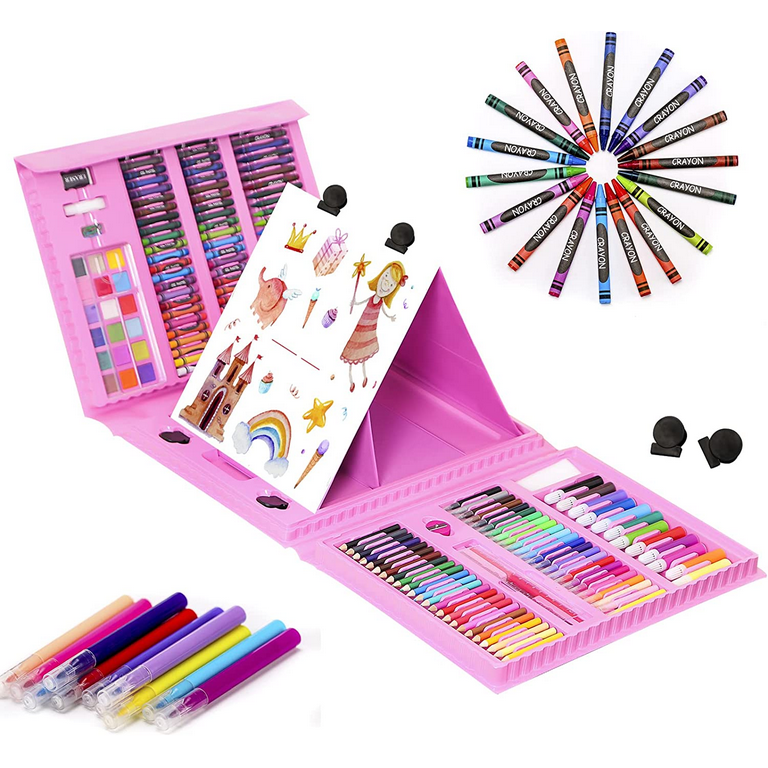 145 Piece Deluxe Art Set, Wooden Art Box & Drawing Kit with Crayons, Oil  Pastels
