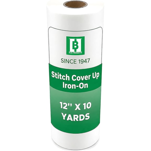 H.B.I. Products Soft & Cozy Stitch Cover 12" x 10 Yd Roll Woven Iron On Cover Up Stabilzer for Machine Embroidery Lightweight Stabilizer