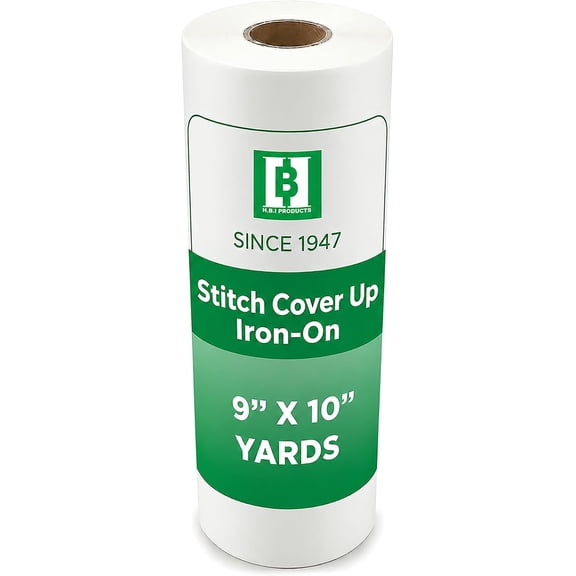 H.B.I. Products Soft & Cozy Stitch Cover 9" x 10 Yd Roll Woven Iron On Cover Up Stabilizer for Machine Embroidery Lightweight Stabilizer