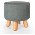 thumbnail image 1 of H&B Luxuries Fabric Round Padded Ottoman Foot Rest Stool, Gray ST-OPFS6, 1 of 8