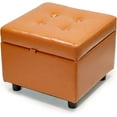 thumbnail image 1 of H&B Luxuries Tufted Leather Square Flip Top Storage Ottoman Cube Foot Rest, 1 of 18
