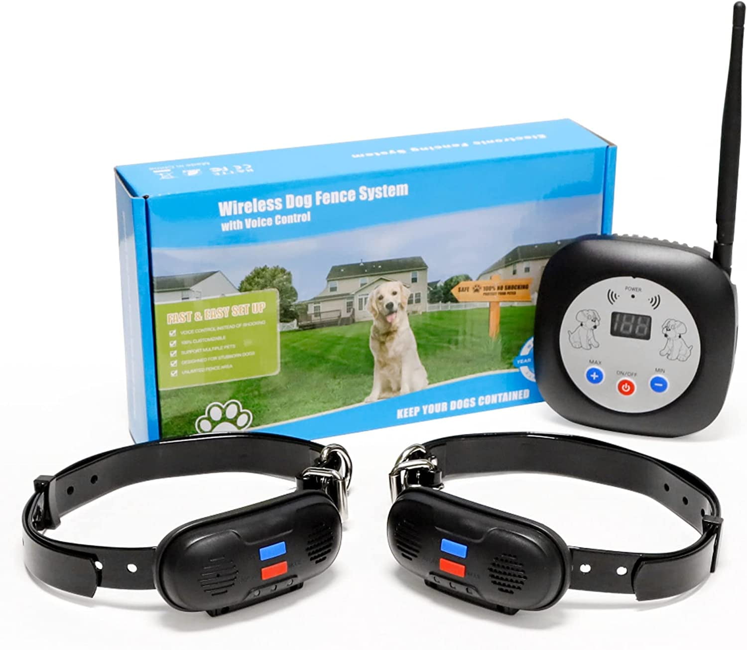 H&B Luxuries Wireless Dog Fence System with Voice Control for 2 Dogs