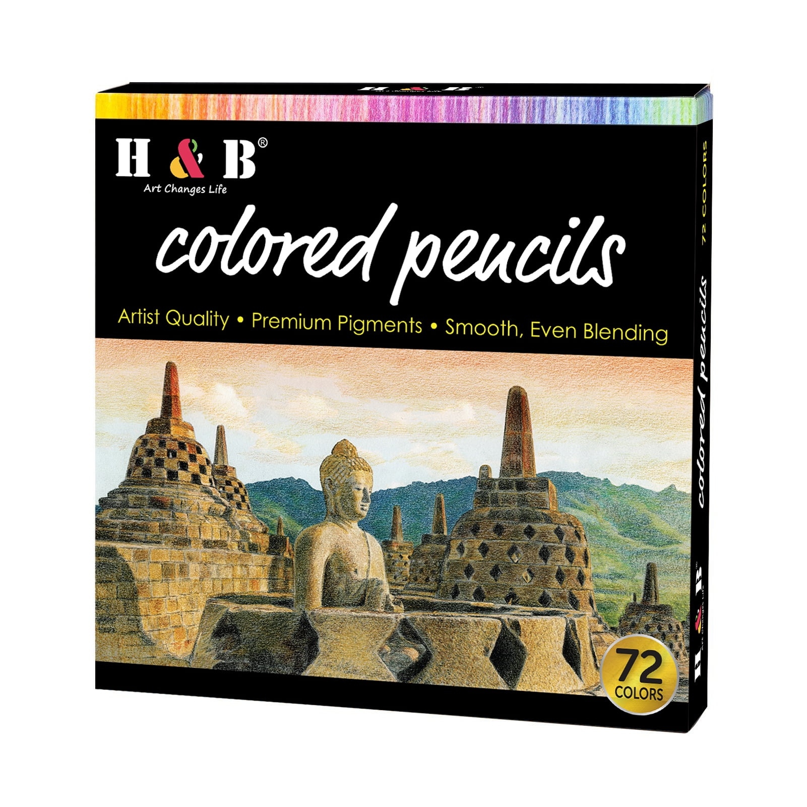 H & B 72Pcs Colored Pencils,Drawing Pencil Set Oil Based Color