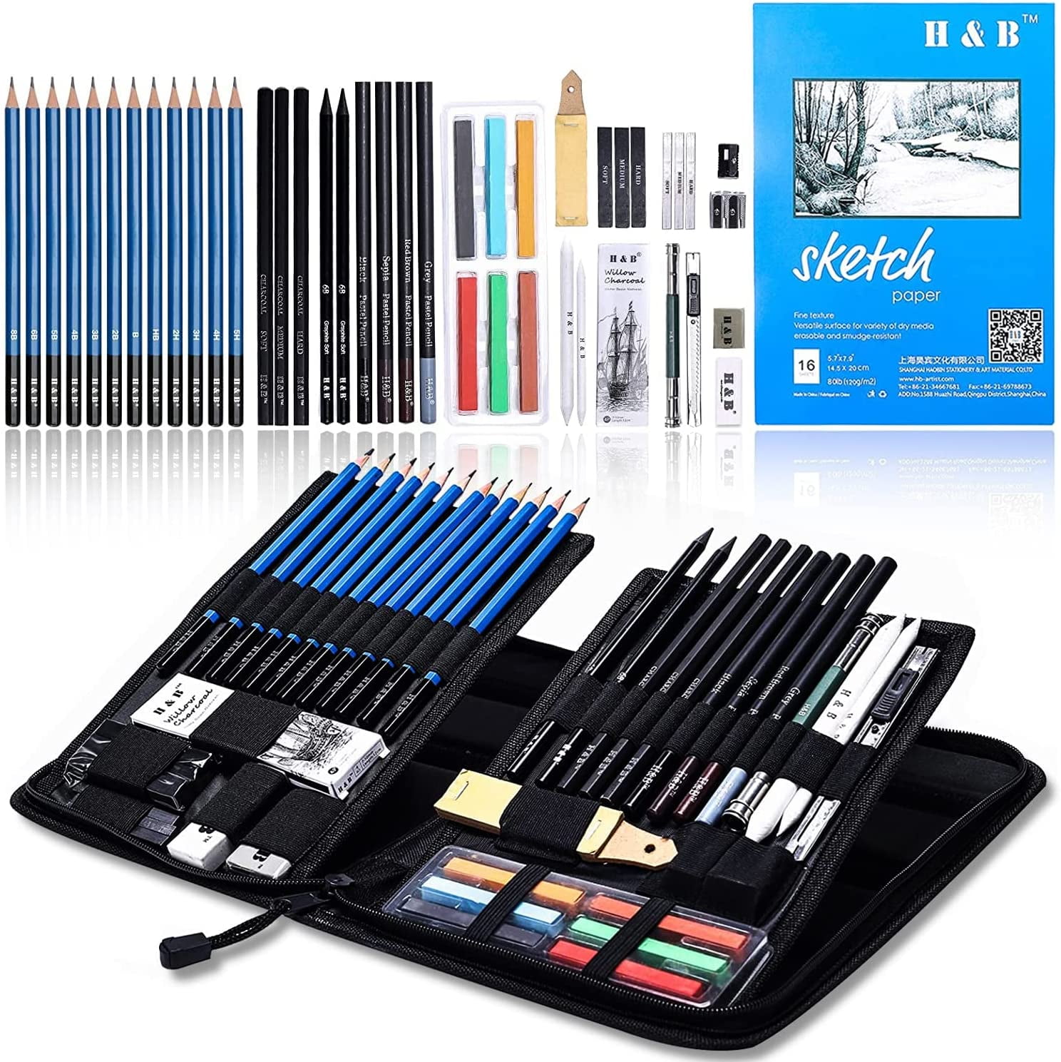 72 Pcs Art Supplies Art Set,Drawing Supply for Artist Adult Teen Kids,Drawing  Pencils Kit,Sketching Set Include Charcoal & Colored  Pencil,Sketchbook,Coloring Book in Travel Case 