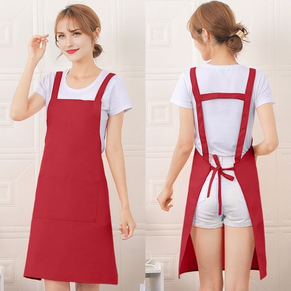 H Back Apron With Front Pocket for Cooking & Baking - Adjustable Large Size, Comfortable Kitchen Apron for Men Women, Waterproof Polyester Canvas, 29.5x25.6 Inches