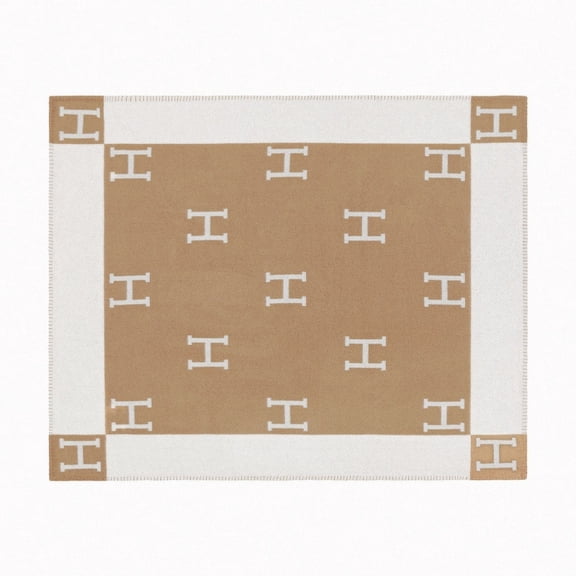 H Blanket Throw Blanket, Wool Blend Ultra Soft Warm Decorative Knit Blanket for Couch, Bed & Travel Christmas Thanksgiving Gift for Woman, 53" x 69", Khaki