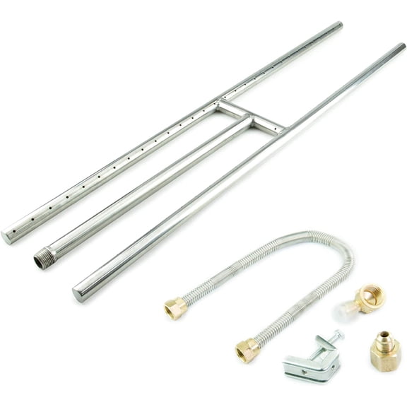 H-Burner for Fire Pits and Fireplaces | 36 Inch, Stainless Steel Burner | Includes Accessory Kit