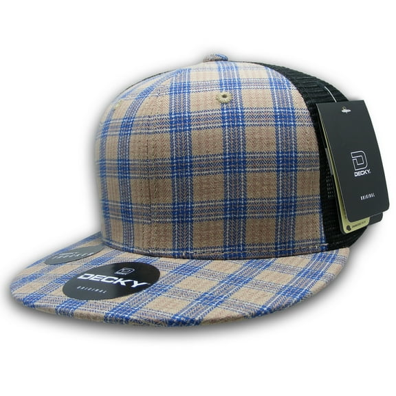Decky 6016 6 Panel High Profile Structured Plaid Trucker Hat-109/Black