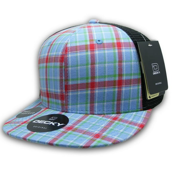 Decky 6016 6 Panel High Profile Structured Plaid Trucker Hat-113/Black