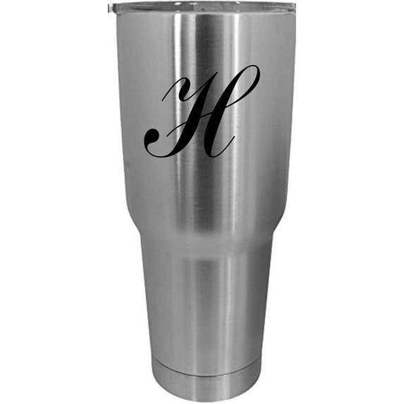H Commercial Script Monogrammed Etched 30oz Stainless Steel Tumbler