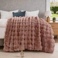 thumbnail image 1 of H&D Dusty Rose Faux Rabbit Fur Bubble Throw Blanket, 40" × 60", 1 of 7