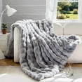 thumbnail image 1 of H&D 540GSM Faux Rabbit Fur Throw Blanket, Cozy Warm Fuzzy Bubble Plush Reversible Soft All Season Air Conditioning Blanket for Couch Chair Bed, 40"x60" Gray, 1 of 2