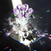H&D HYALINE & DORA Handcraft Crystal Purple Rose Flower Figurine with Crystal Base, Glass Rose Flower Gift for Women on Christmas Day Mothers Day Wedding Party Valentines Day