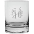 thumbnail image 1 of H Daishy Daisy Monogram Etched 11oz Crystal Rocks Whisky Glass, 1 of 1