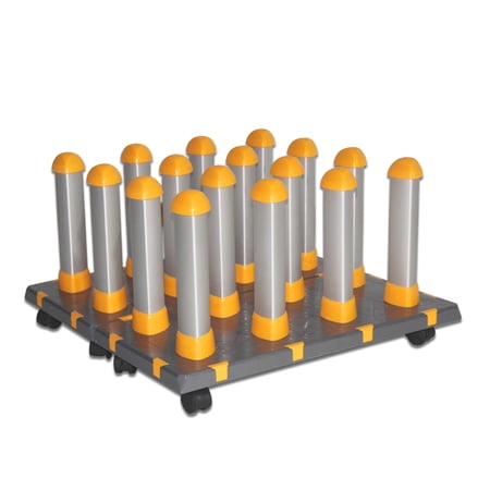 H-E 16 Roll Detachable Free Assembly Mobile Material Floor Rack Vinyl Roll Holder Storage Rack with 2 Modules 3" Core