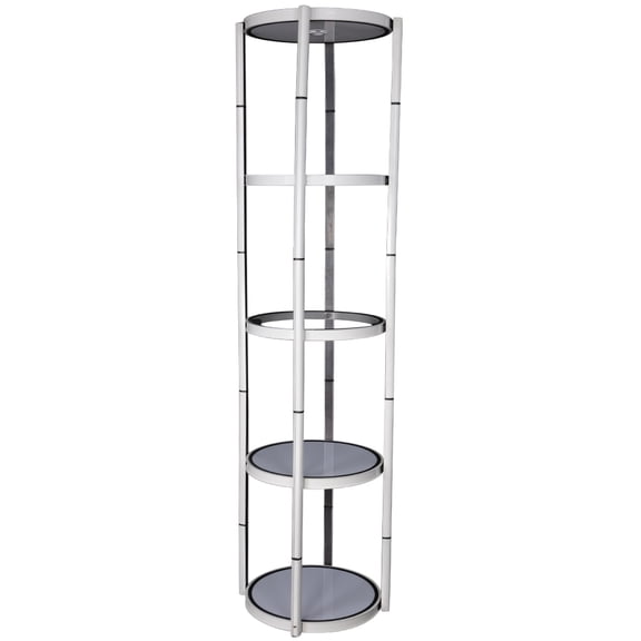 H-E 81.1" Portable Round Twist Display Counter with Shelves, Top Light and Clear Magnetic Panels