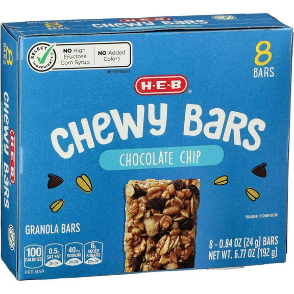 H.E.B Chocolate Chip Chewy Bars- 8 count