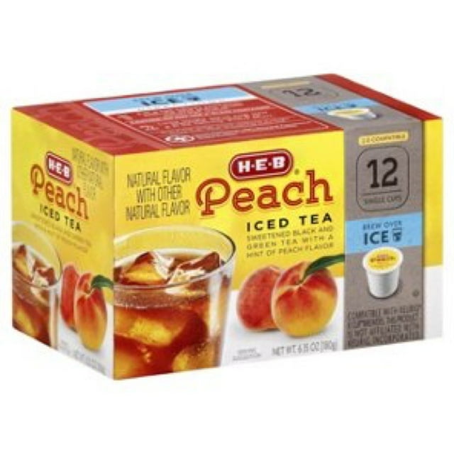 H.E.B Peach Iced Tea 12 Single Cups Compatible with Keurig Kcup