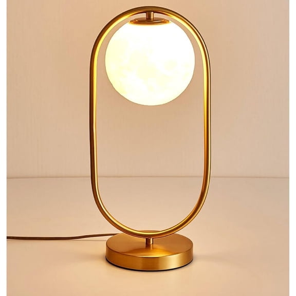 H F Artsy Metal Table Lamp, Classic Bedside Desk lamp for Living Room Bedroom, Farmhouse Nightstand Lamps with Glass Globe