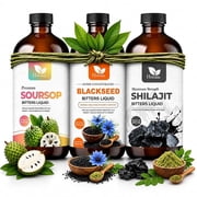 H FOR HERBS Soursop Bitters Liquid, Black Seed Bitters & Shilajit Bitters, 3-Pack Herbal Variety Combo, Concentrated Botanical Liquid Blend